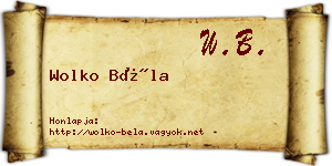 Wolko Béla névjegykártya